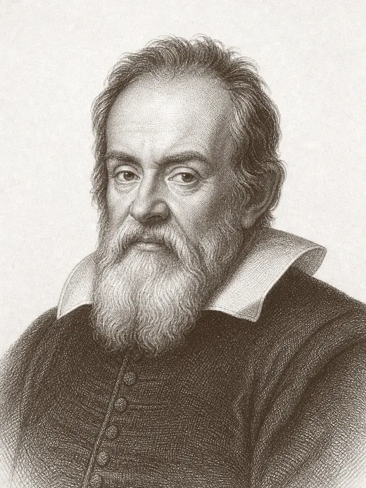 Engraved portrait of Galileo Galilei
