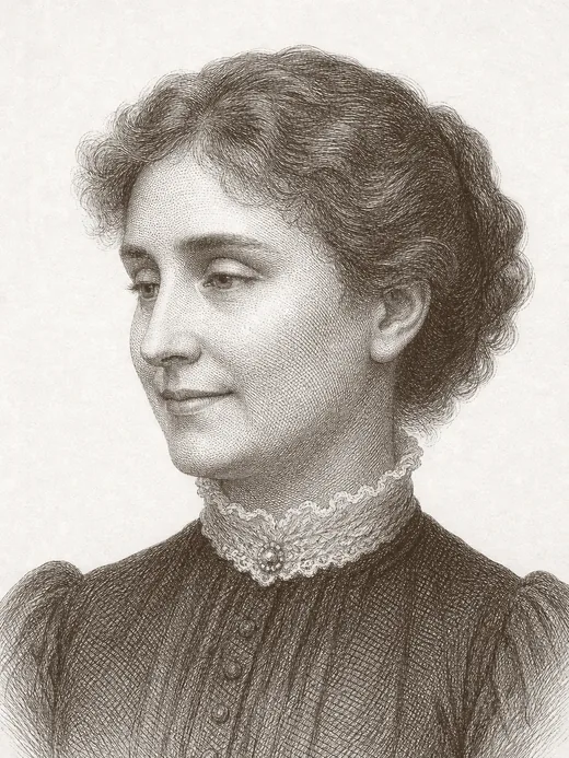 Engraved portrait of Helen Keller