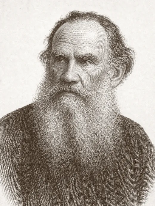 Engraved portrait of Leo Tolstoy