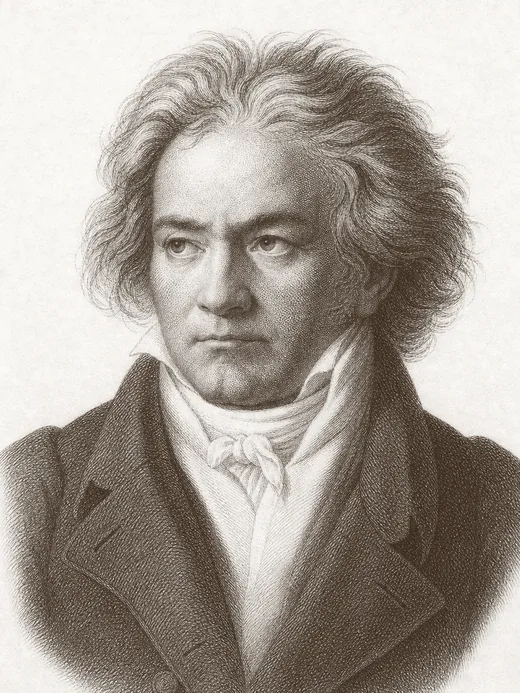 Engraved portrait of Ludwig van Beethoven