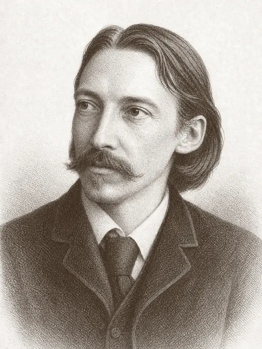 Engraved portrait of Robert Louis Stevenson