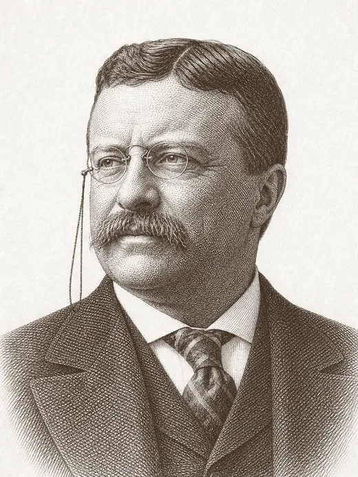 Engraved portrait of Theodore Roosevelt