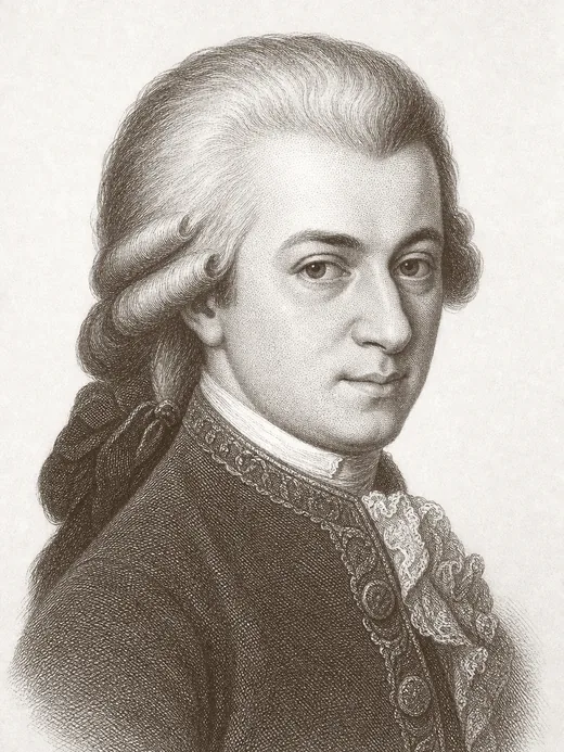 Engraved portrait of Wolfgang Amadeus Mozart